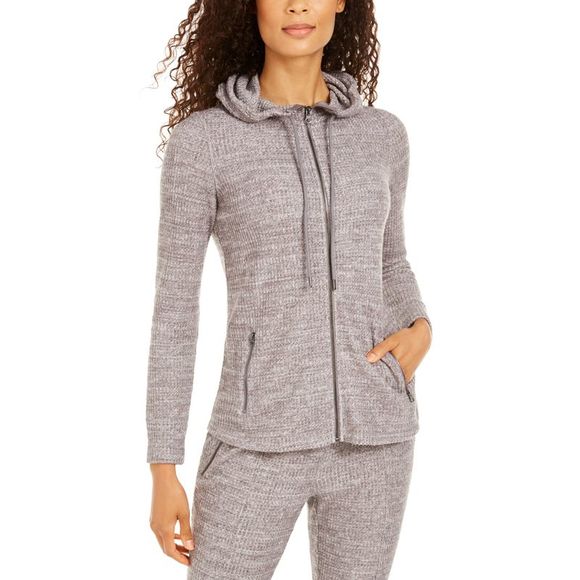 Ideology Womens Waffle Knit Zip Hoodie X-Small - Picture 2 of 3